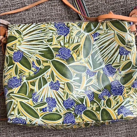 Consuela Green and Blue Crossbody Bag with Tropical Print - Picture 2 of 8